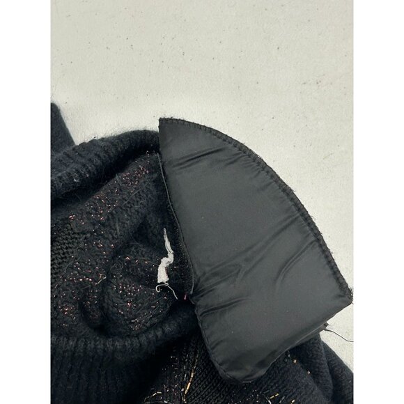 VTG IB Diffusion Black Knit Sweater Womens Small Dress Metallic Geometric Design - Picture 9 of 12